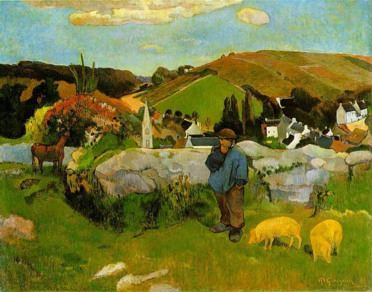 Paul Gauguin The Swineherd, Brittany Norge oil painting art